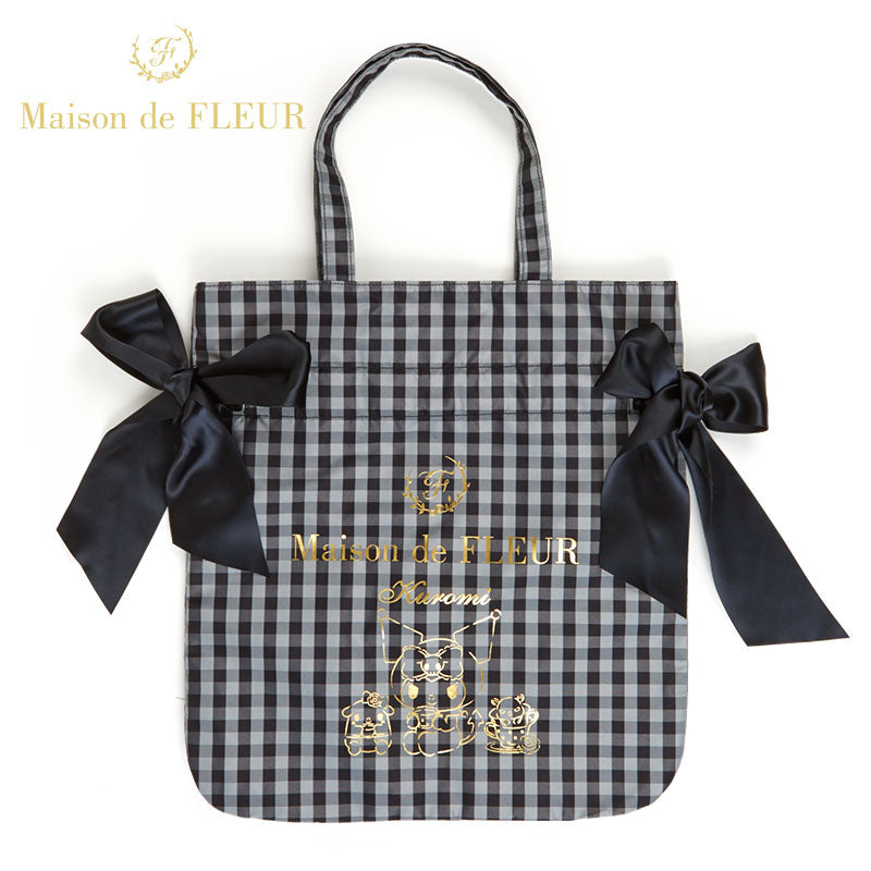 Kuromi Gingham Ribbon Tote Bag